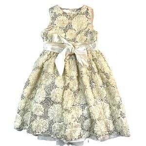 American Princess Dress Girls 10 White Floral Sequin‎ Party Wedding Flower Girl